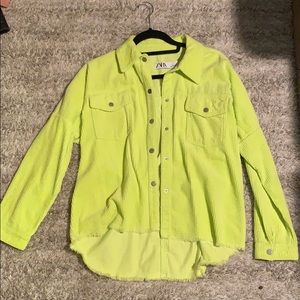 Zara lime green corduroy shirt